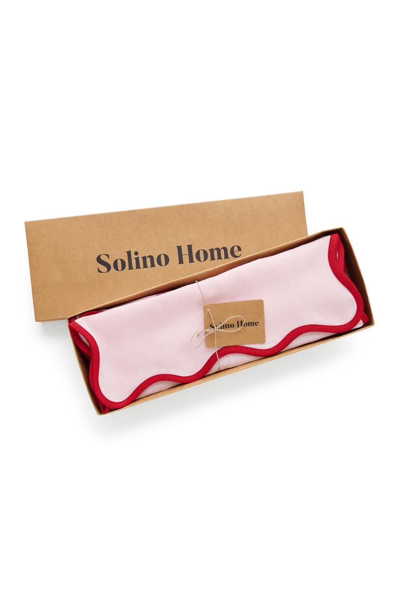 Linen Placemats Set of 4, 14 x 19" - Giselle Scallop Edge, Alternate, color, Red and Pink