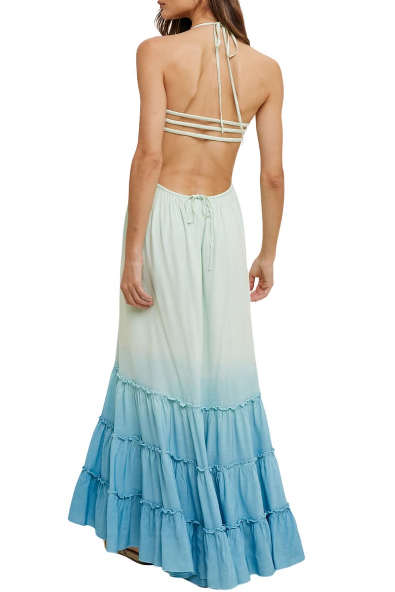Ombré Smocked Maxi Dress, Alternate, color, MINT/ BLUE
