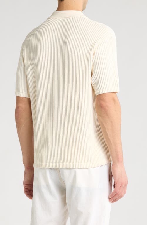 Truth Short Sleeve Plissé Ribbed Button-up Shirt In Neutral