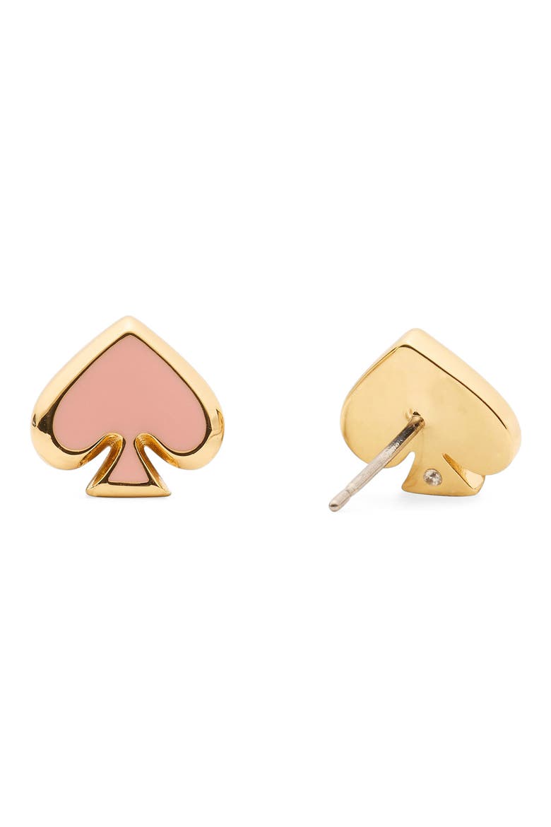 enamel spade stud earrings, Alternate, color, PINK