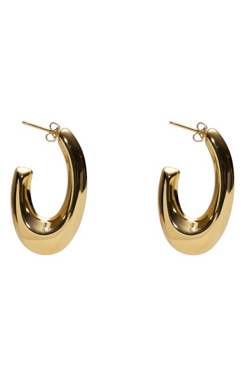 Graduated Oval Hook Hoop Earrings