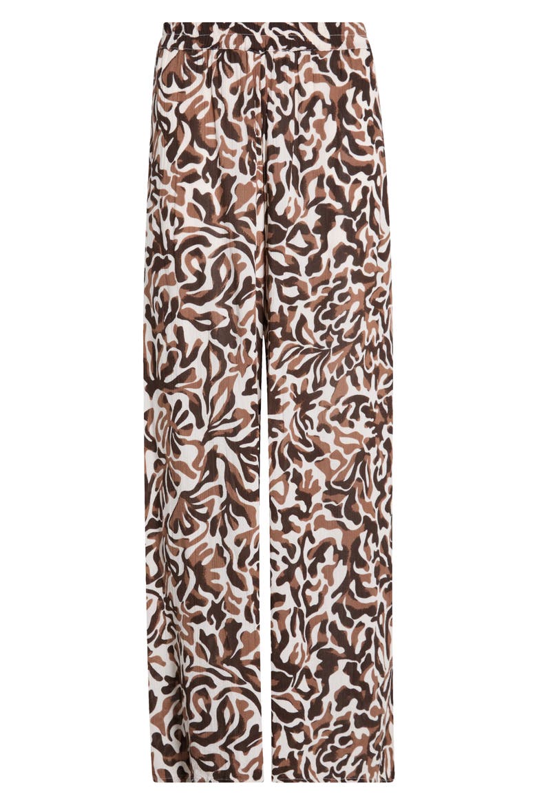 Print Wide Leg Pants, Alternate, color, BROWN CAROLINA