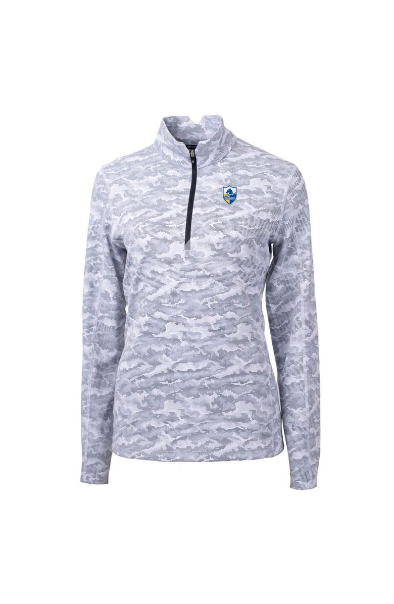 Cutter & Buck Women's Cutter & Buck Charcoal Los Angeles Chargers Throwback Logo Traverse Camo Quarter-Zip Pullover Top, Alternate, color, 