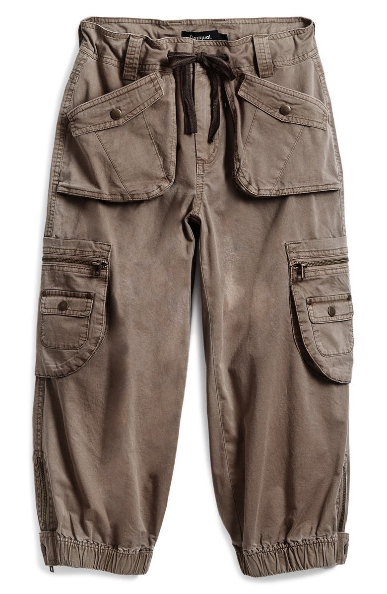 Desigual Capri Cargo Pants, Alternate, color, Gray Brown