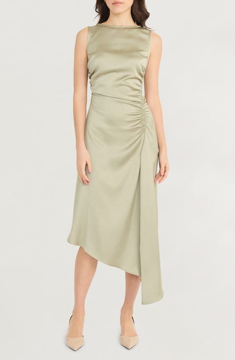 Finch Ruched Satin Midi Dress