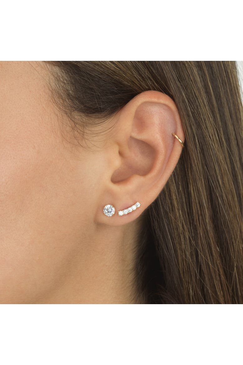 Lab Grown Diamond Four Prong Solitaire Stud Earring 14K, Alternate, color, 14K White Gold - 5 MM