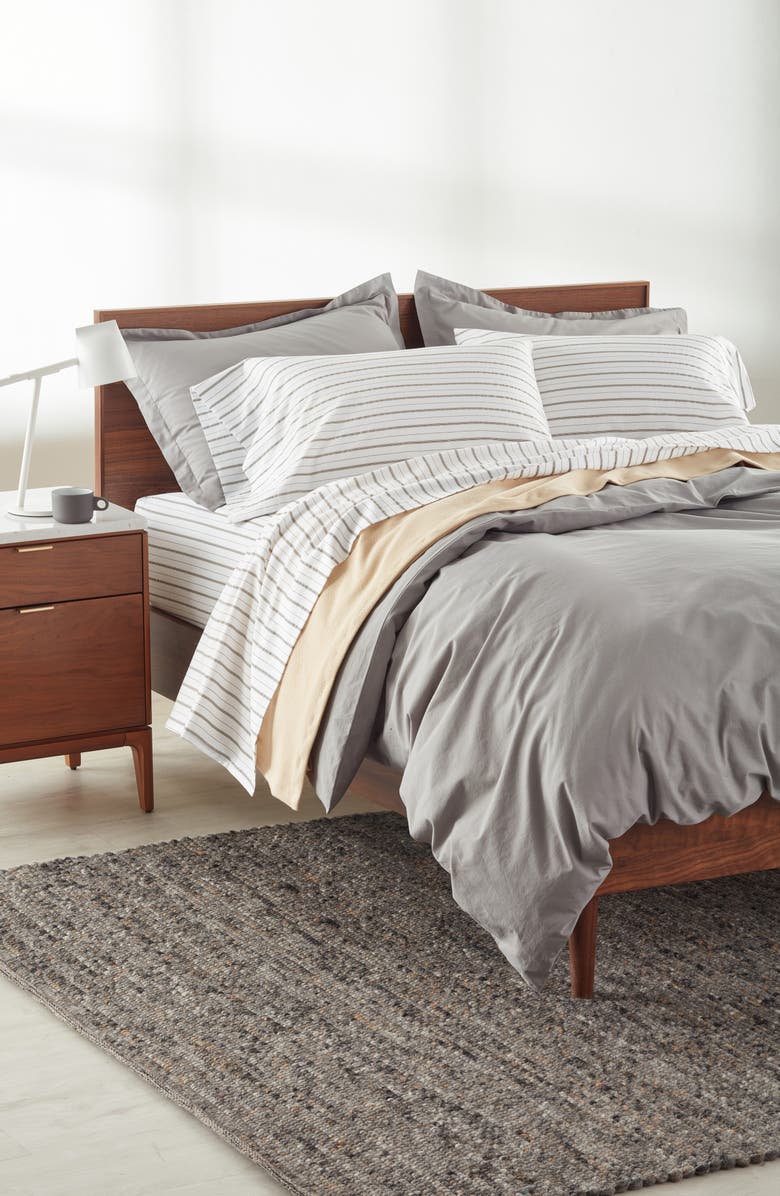 Nordstrom Stripe Organic Cotton Sateen Sheet Set, Alternate, color, White Brilliant Stripe