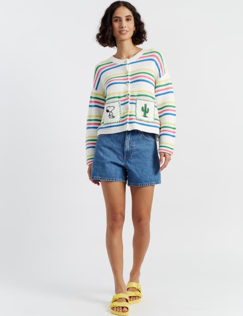 Chinti & Parker X Snoopy Peanuts Vacation Cardigan In Cream