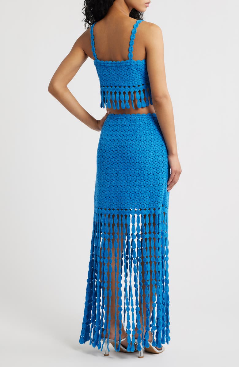 Saylor Elie Two-Piece Fringe Dress, Alternate, color, Cornflower