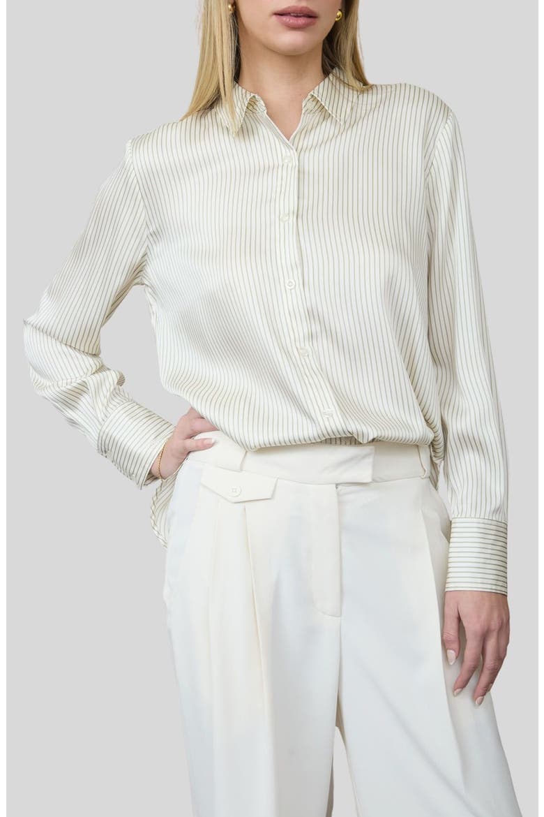 Stripe Button-Up Shirt, Main, color, LIGHT OLIVE