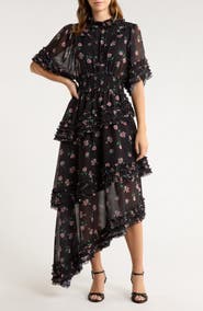 Sister Jane Rose Print Ruffle Maxi Dress