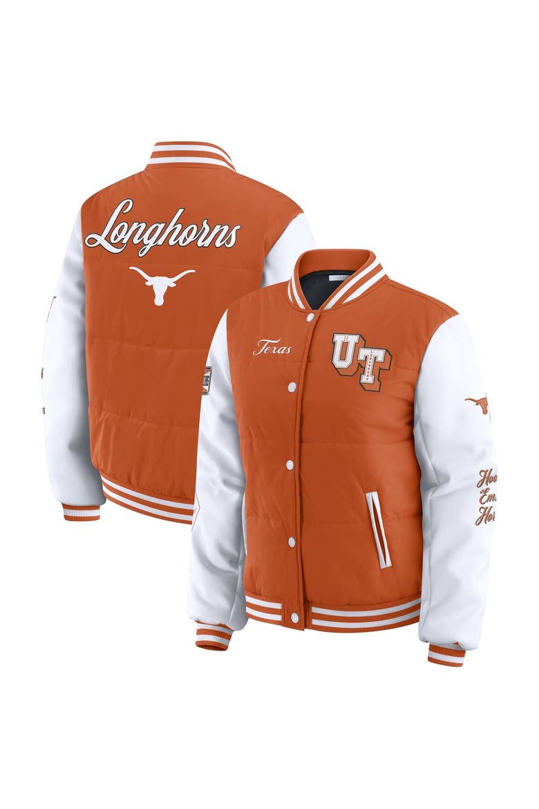 Women's WEAR by Erin Andrews  Burnt Orange Texas Longhorns Varsity Puffer Jacket, Main, color, Burnt Orange