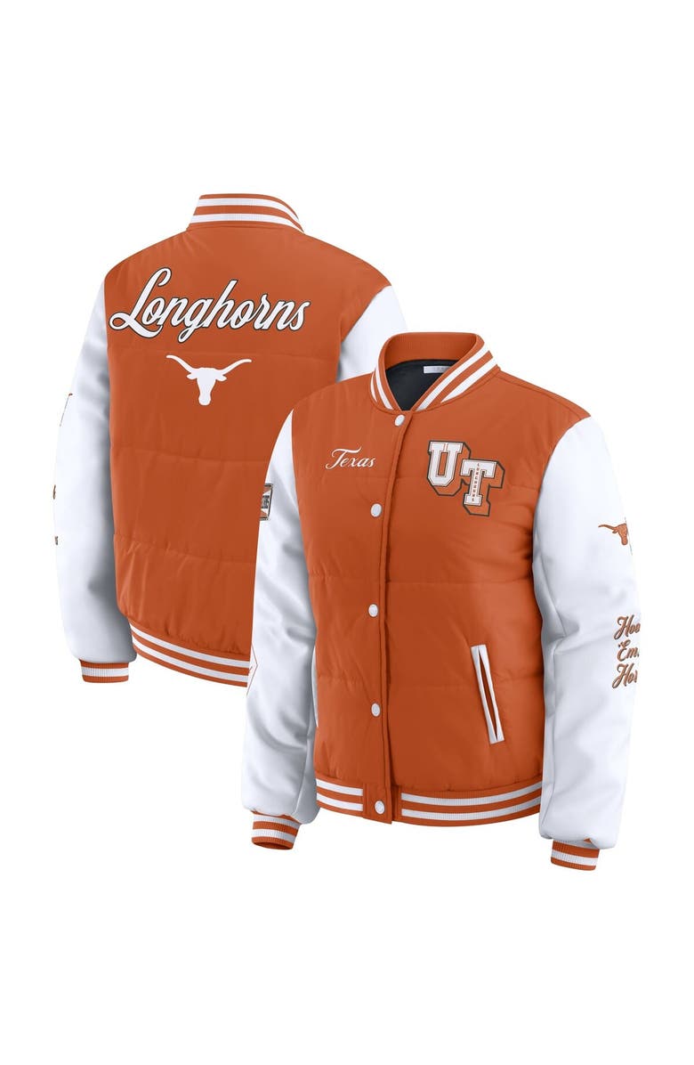 WEAR by Erin Andrews Women's WEAR by Erin Andrews  Burnt Orange Texas Longhorns Varsity Puffer Jacket, Main, color, Burnt Orange