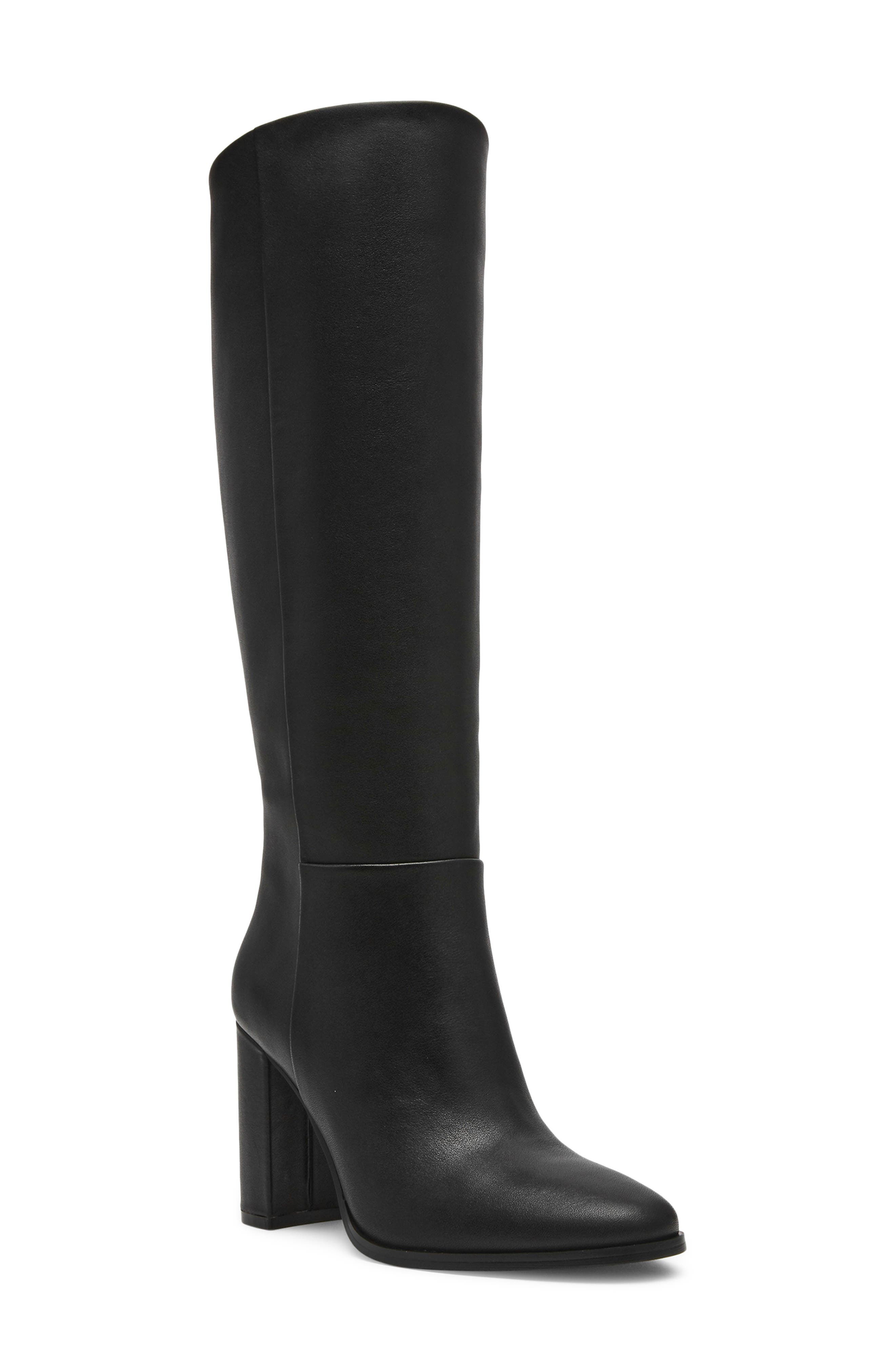 Joette Leather Knee High Boot, Main, color, BLACK LEATHER