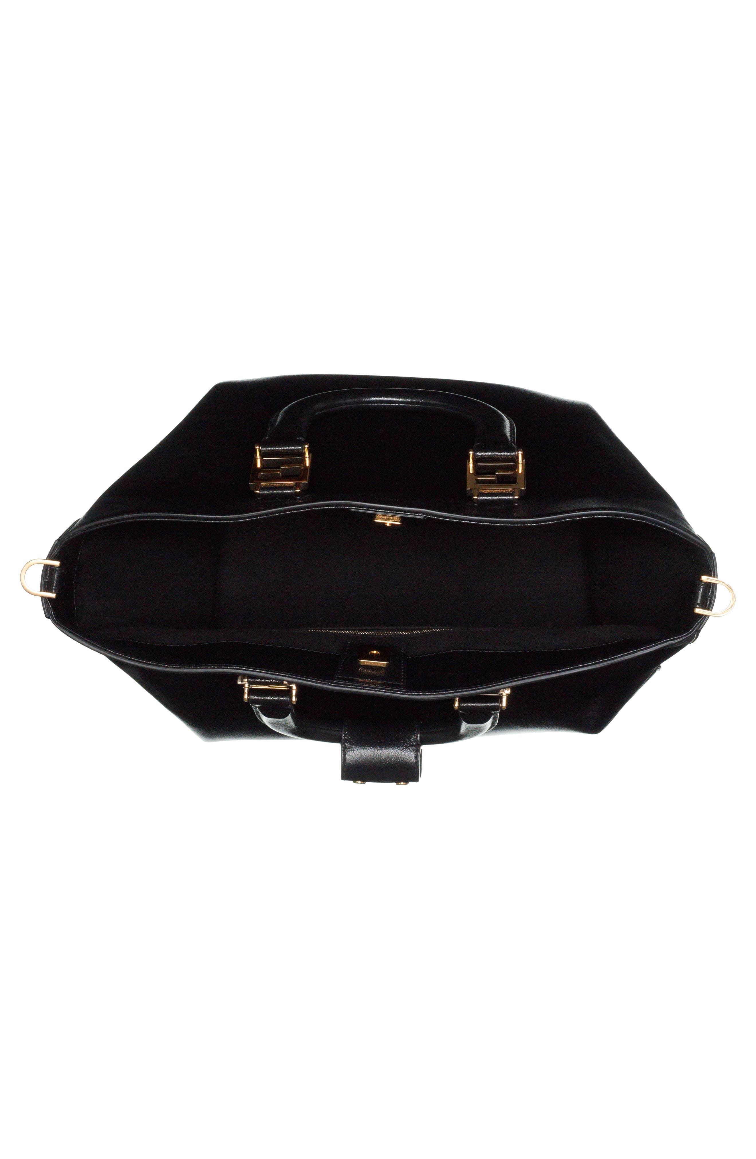 Fendi Medium FF Top Handle Leather Tote, Alternate, color, 