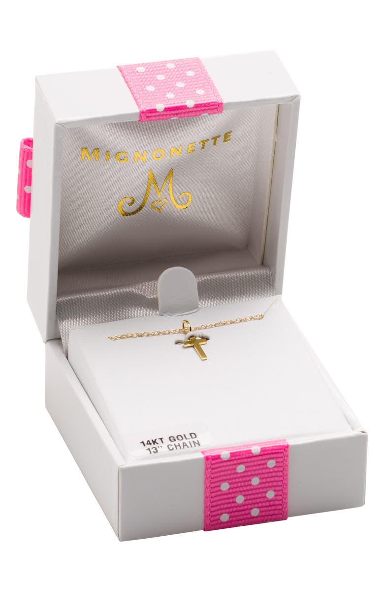 Mignonette 14k Gold Cross Necklace, Alternate, color, Gold