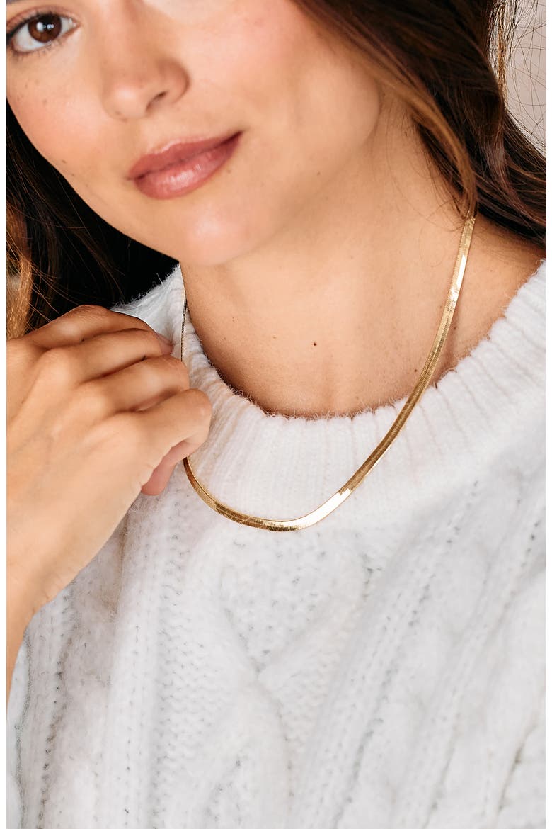 Hazel Herringbone Necklace, Alternate, color, GOLD