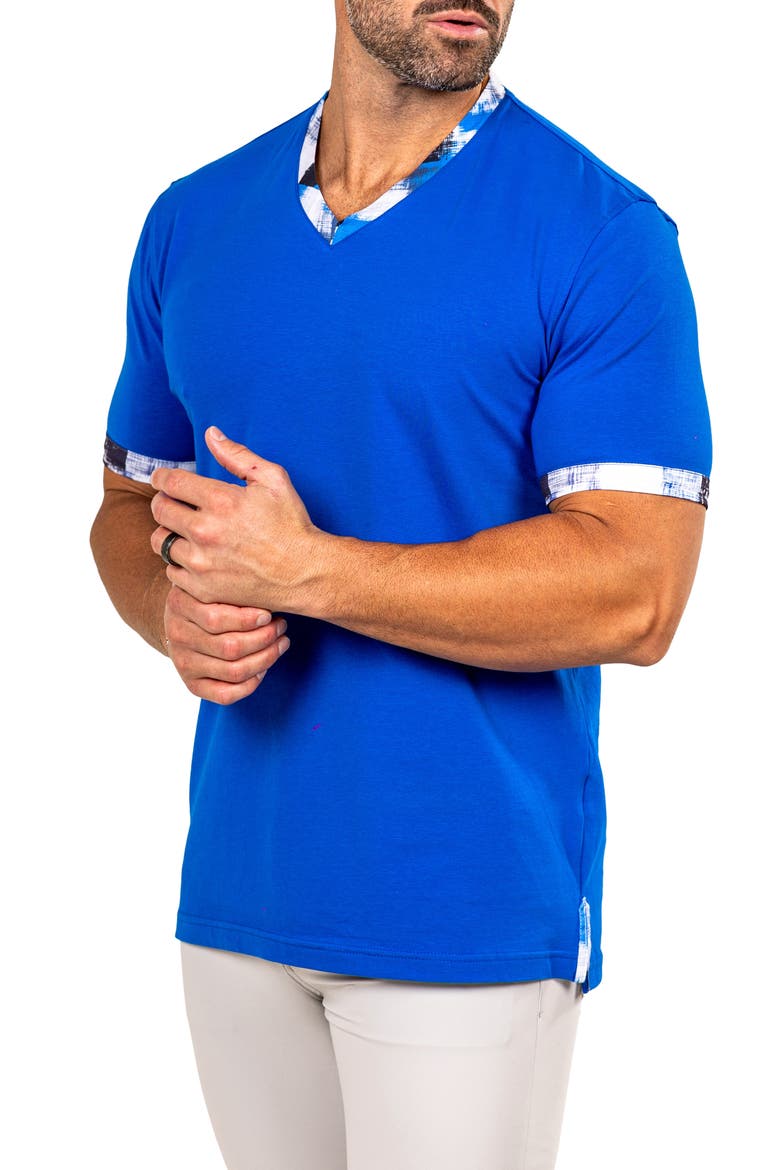 Edison Marthyr0009 Blue Cotton V-Neck T-Shirt, Alternate, color, BLUE