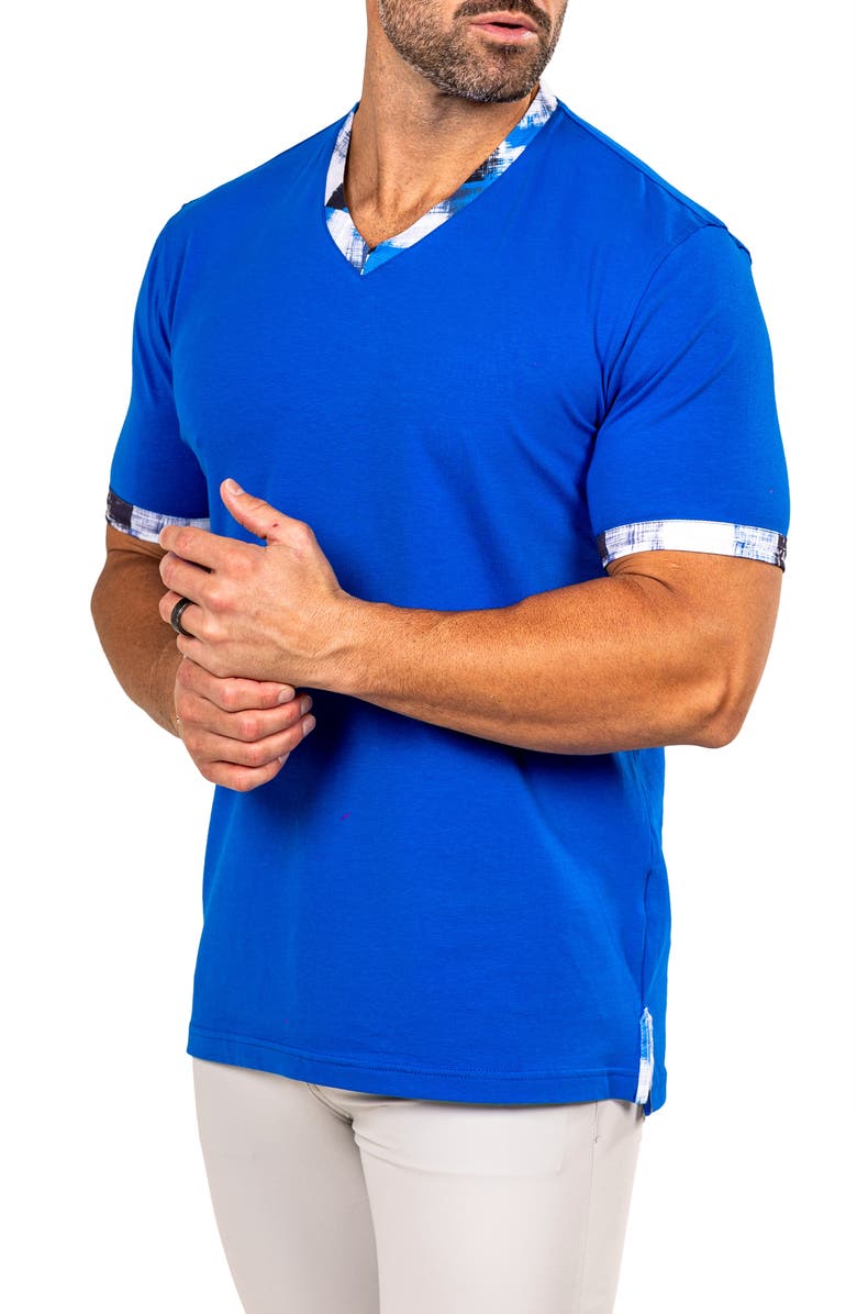 Maceoo Edison Marthyr0009 Blue Cotton V-Neck T-Shirt, Alternate, color, 