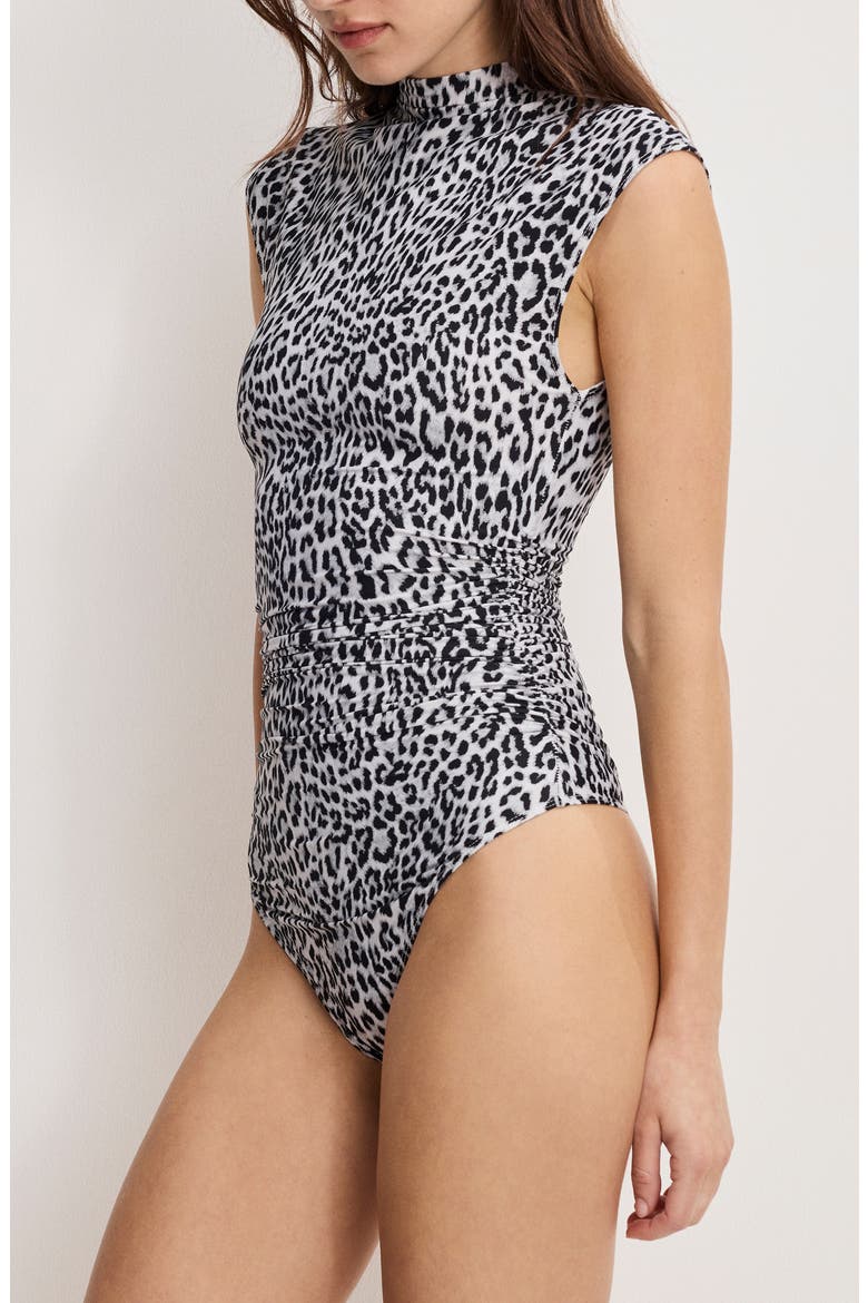 Weightless Mock Neck Bodysuit, Alternate, color, BLACK AND GREY LEOPARD