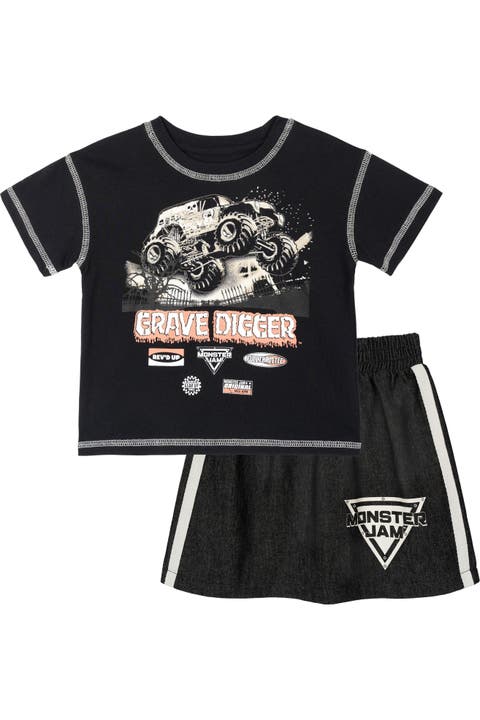 Grave Digger 2-Piece T-Shirt and Denim Skirt Set