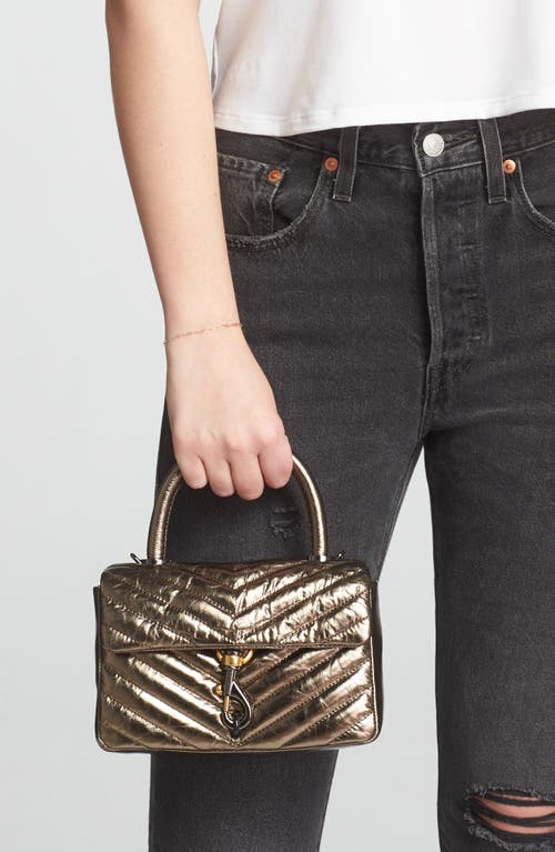 Rebecca Minkoff Edie Crinkle Quilted Top-handle Bag In Bronze