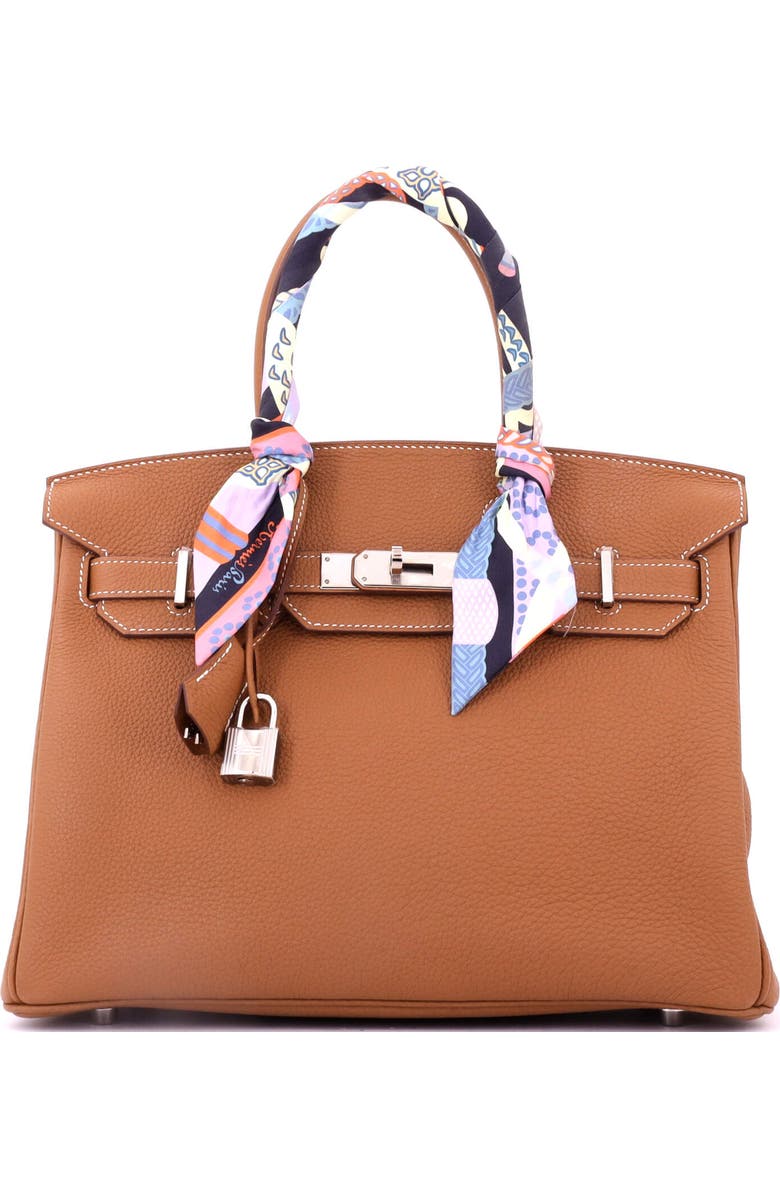 Pre-Owned Hermes Birkin Handbag Brown Togo with Palladium Hardware 30, Main, color, Gold