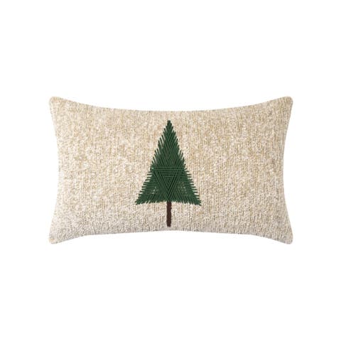 Douglas Fir Hand Stitched Dimensional Indoor & Outdoor Woven Accent Pillow & Insert