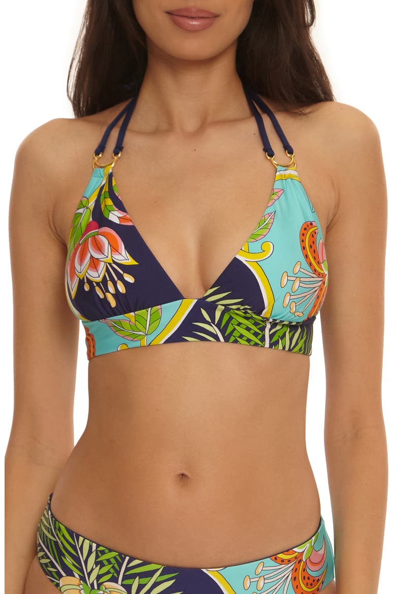 Flamingo Halter Bikini Top, Main, color, MULTI