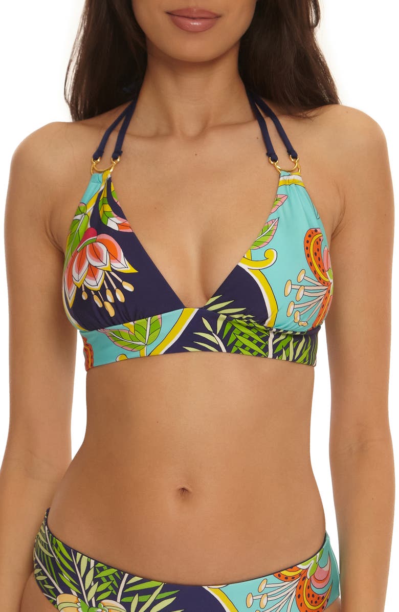 Trina Turk Flamingo Halter Bikini Top, Main, color, 