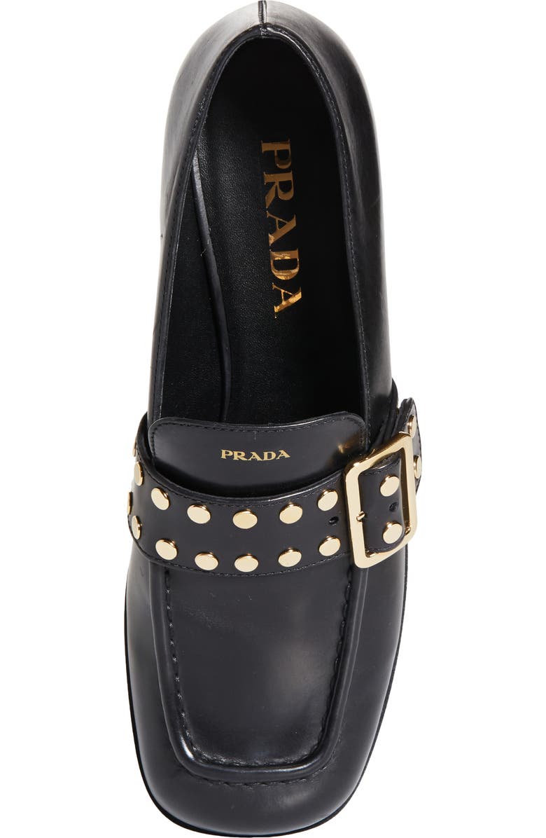 Prada Modellerie Stud Loafer Pump, Alternate, color, Nero