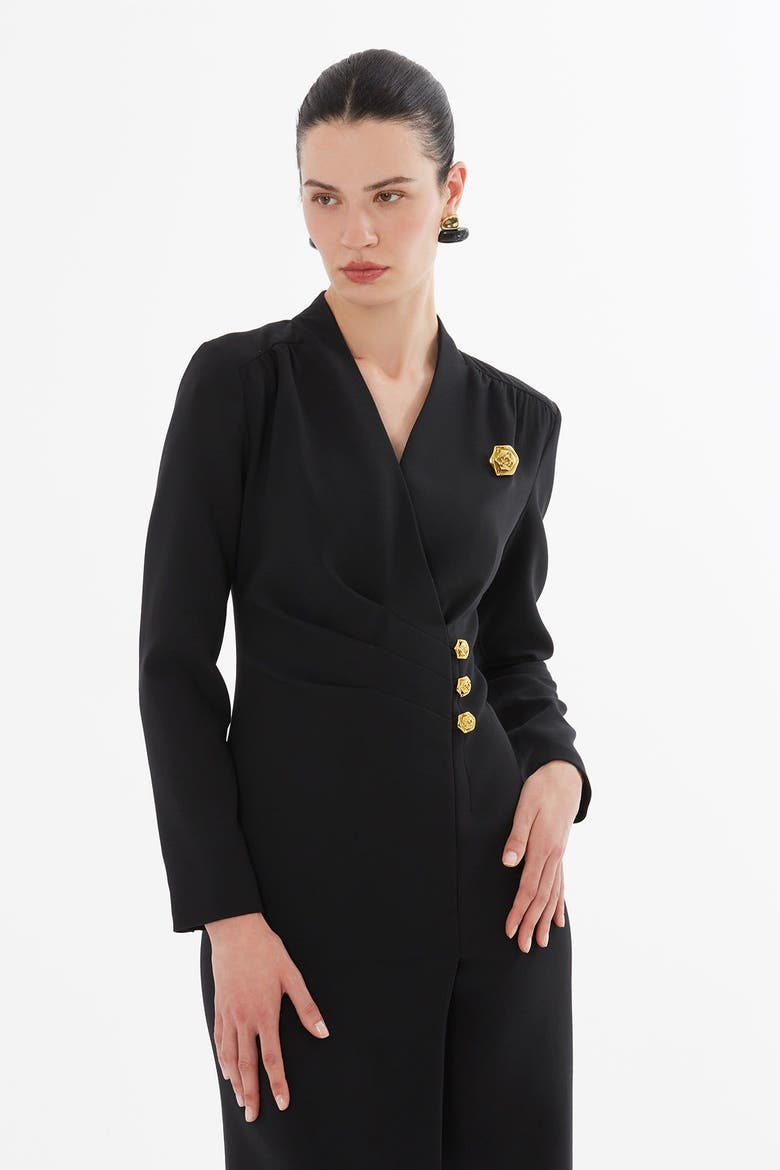 Wrap Dress with Front Slit, Alternate, color, Black