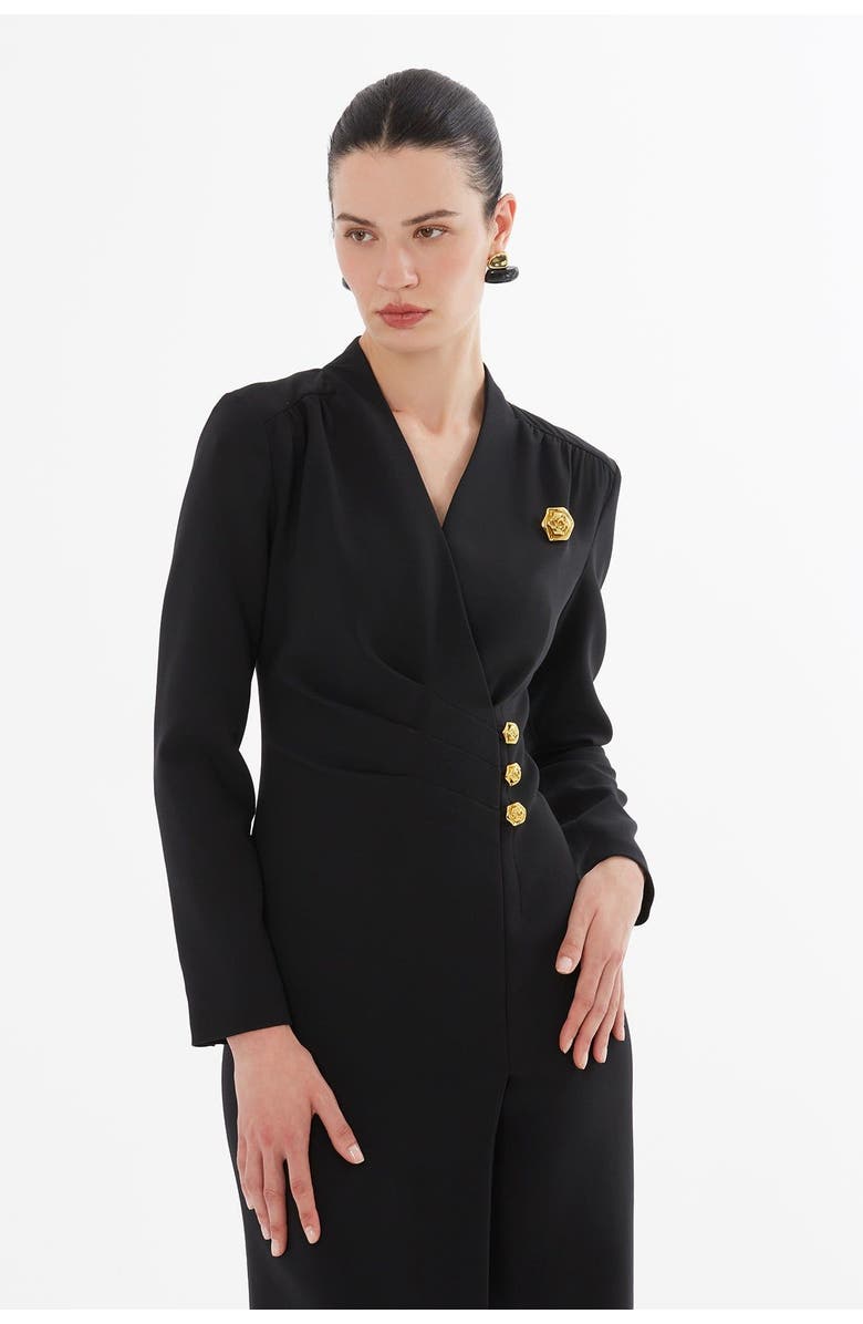 Gizia Wrap Dress with Front Slit, Alternate, color, Black