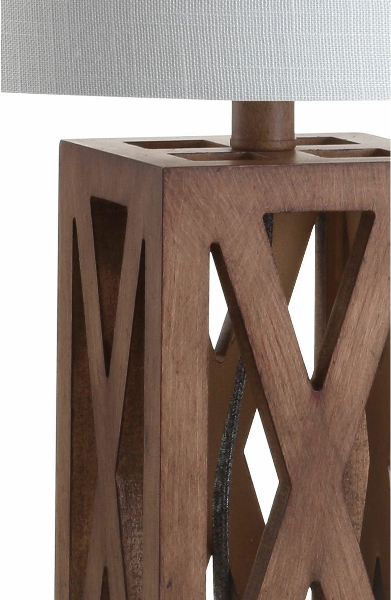 JONATHAN Y Stewart Farmhouse Wood LED Table Lamp, Alternate, color, Brown
