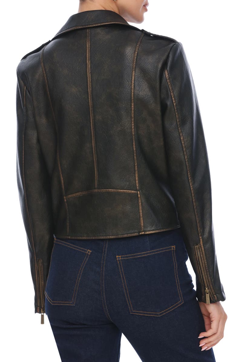 Bagatelle Faux Leather Moto Jacket, Alternate, color, Black-Gold
