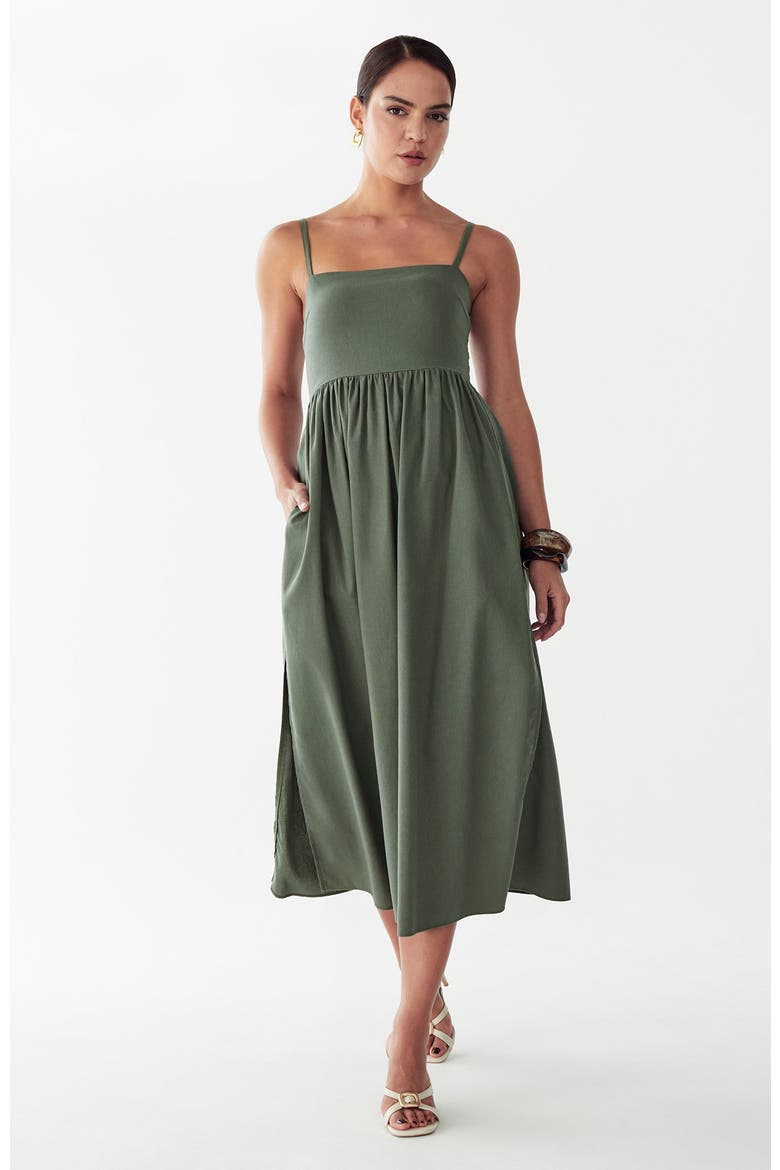 Lanah Midi Dress, Alternate, color, Olive