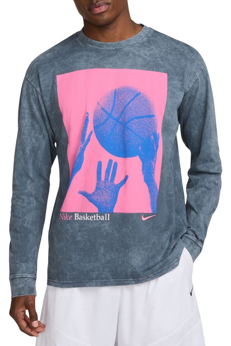 Long Sleeve Graphic Basketball T-Shirt, Main, color, ANTHRACITE