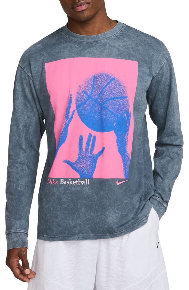 Nike Long Sleeve Graphic Basketball T-Shirt, Main, color, Anthracite