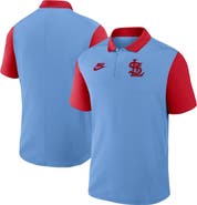 Nike Men's Nike Light Blue/Red St. Louis Cardinals Cooperstown Collection Color-Block Victory Performance Polo