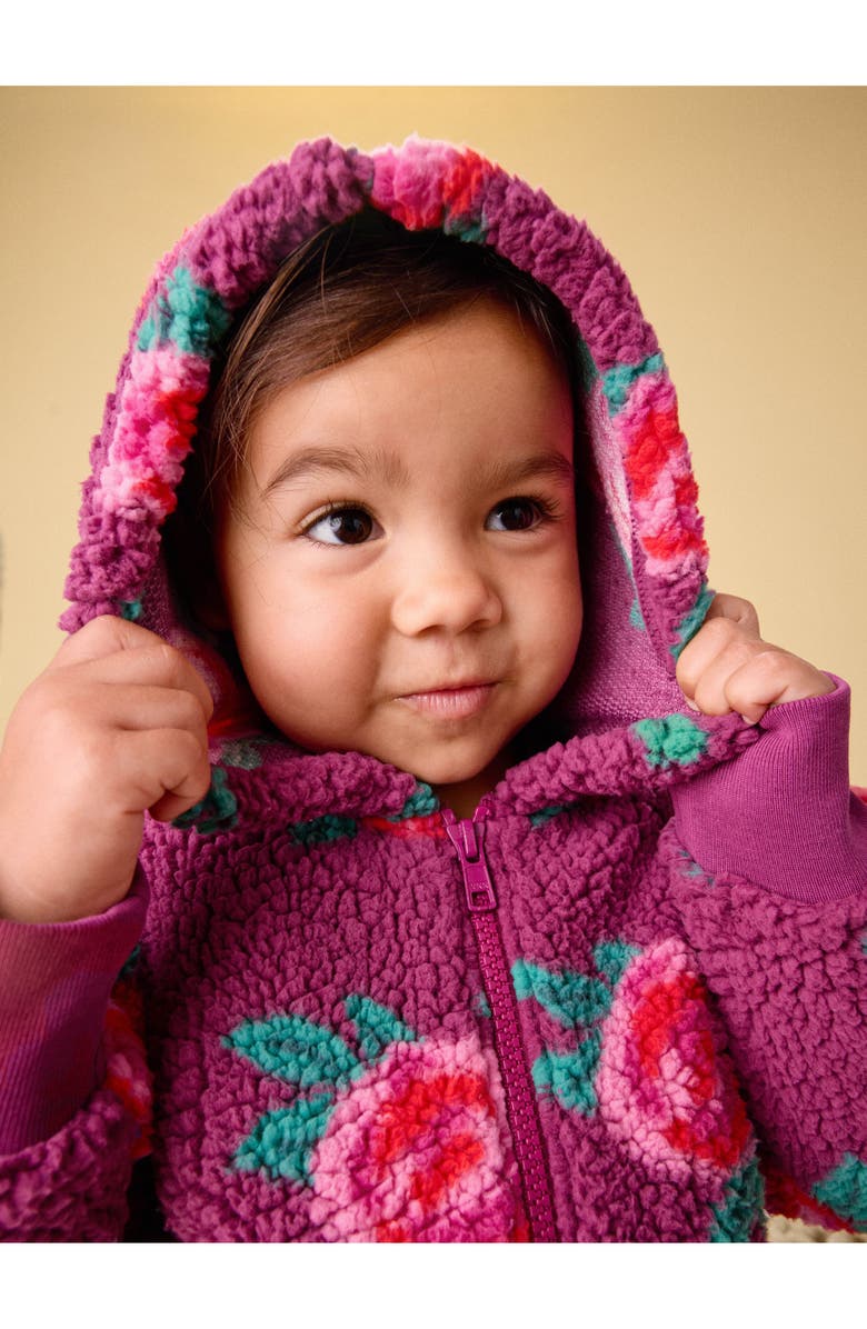 Tea Collection Teddy Fleece Baby Hoodie, Alternate, color, Painted Rose