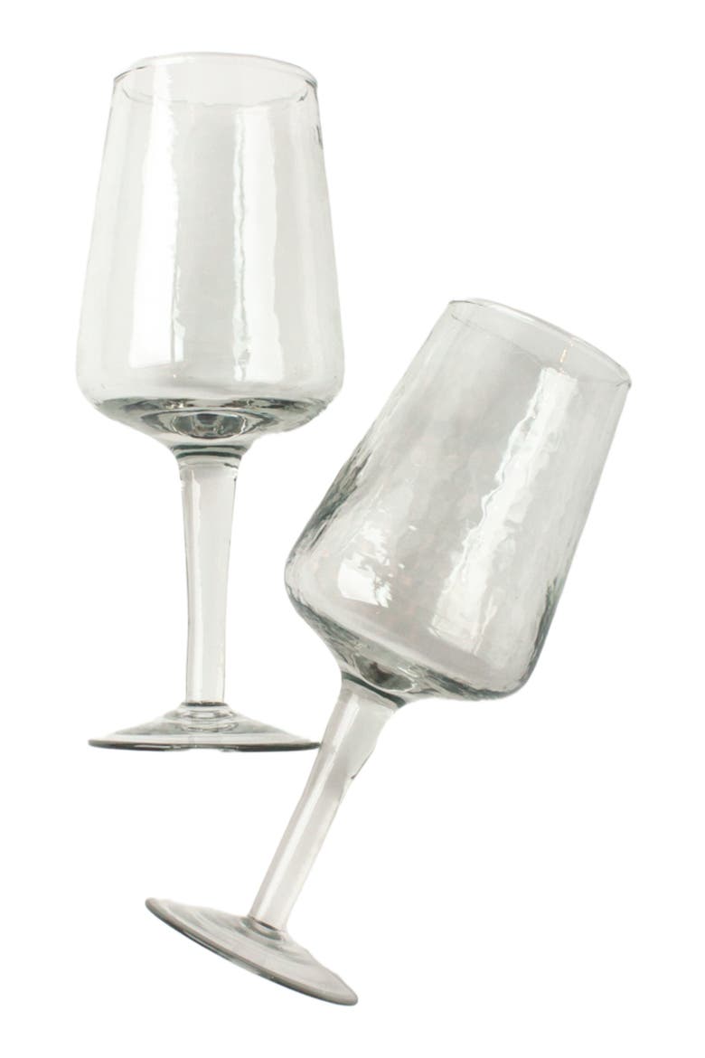 Handblown Hammered Wine Glasses - Set of 4, Alternate, color, Clear