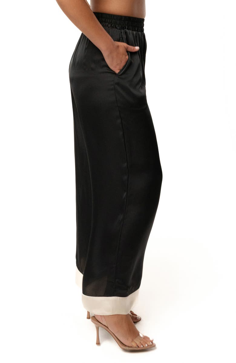 JLUXLABEL Jet Set Satin Wide Leg Pants, Alternate, color, Black