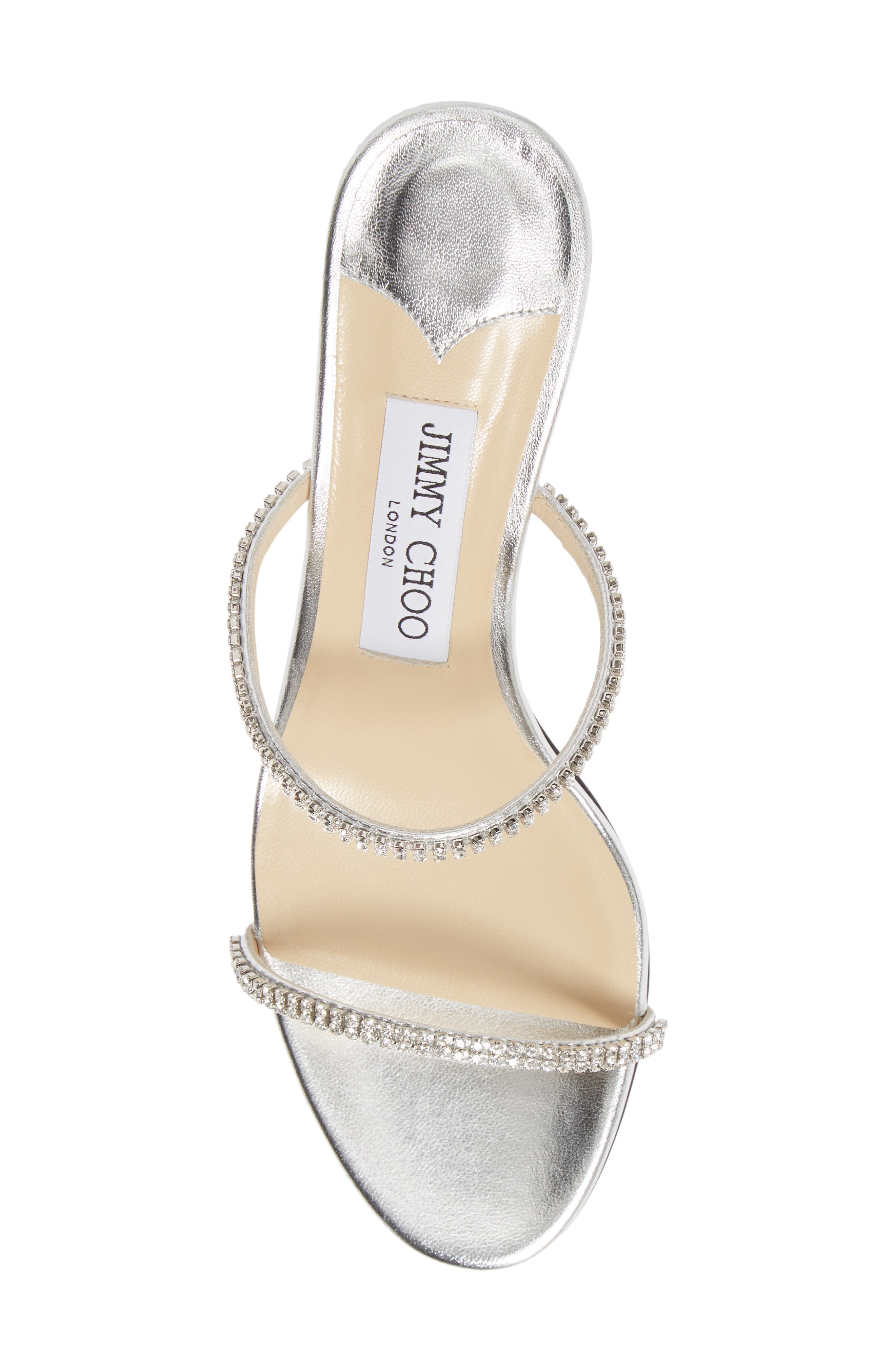 Brea Crystal Embellished Slide Sandal, Alternate, color, SILVER/ CRYSTAL