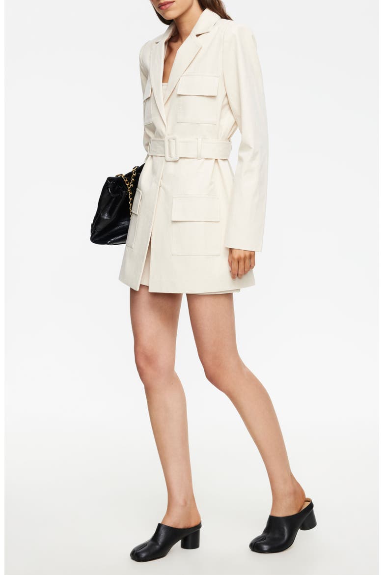 Steinway Belted Long Sleeve Blazer Minidress, Alternate, color, BEIGE