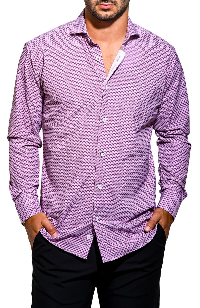 Maceoo Einstein Resistance Contemporary Fit Knit Button-Up Shirt, Main, color, Purple