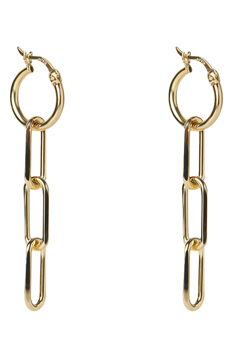 Argento Vivo Sterling Silver Huggie Link Linear Earrings, Main, color, Gold