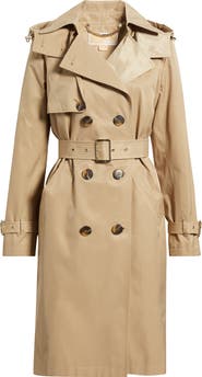 Michael Kors Water Resistant Hooded Trench Coat