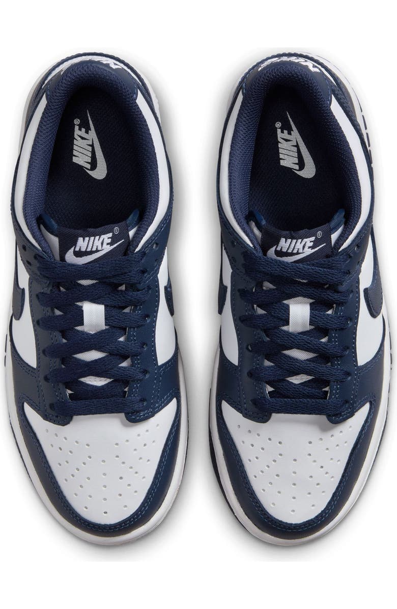 Nike Kids' Dunk Low Basketball Sneaker, Alternate, color, White/ Midnight Navy/ White