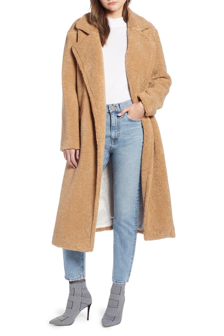 Teddy Faux Fur Coat (Nordstrom Exclusive), Main, color, TAN