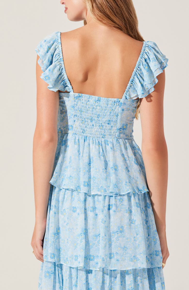ASTR the Label Midsummer Floral Print Tiered Ruffle Dress, Alternate, color, Blue Floral